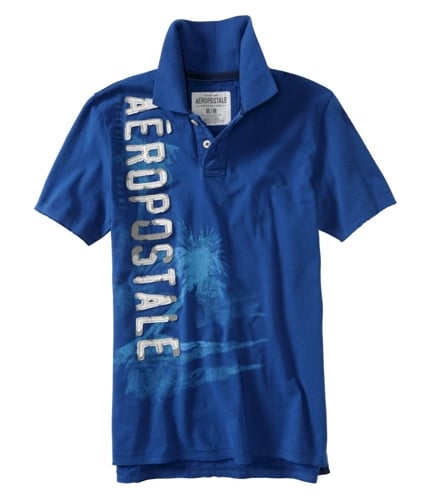 Aeropostale Mens Beach Henley Rugby Polo Shirt ultramablue XS