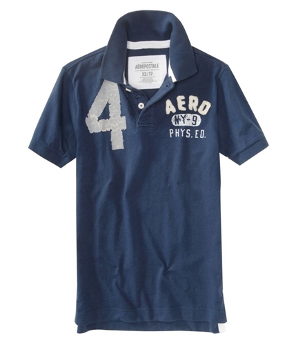Aeropostale Mens Solid Rugby Polo Shirt navynightblue XS