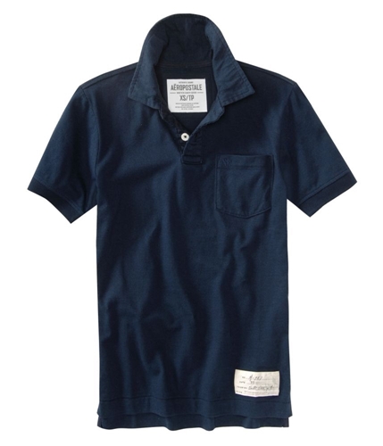 Aeropostale Mens Solid Pocket Rugby Polo Shirt bluedeepna XS