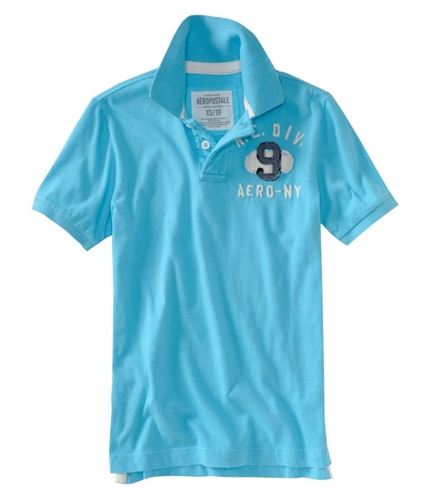 Aeropostale Mens #9 Rugby Polo Shirt turquoiseaquablue XS