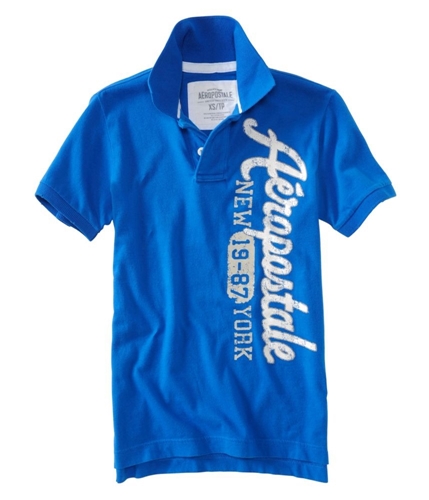 Aeropostale Mens Graphic New York 19-87 Rugby Polo Shirt activeblue M