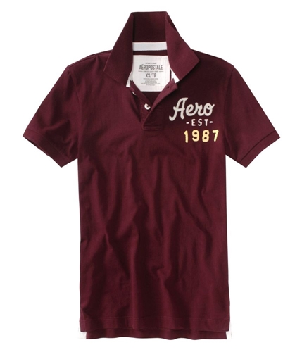 Aeropostale Mens Aero Est. 1987 Rugby Polo Shirt richwineburgundy XS
