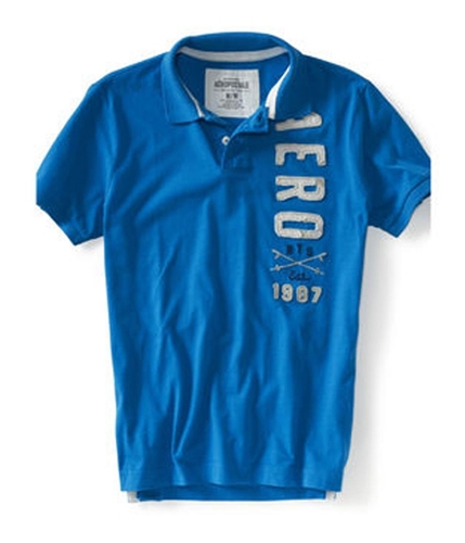 Aeropostale Mens Est 1987 Rugby Polo Shirt blueyel XS