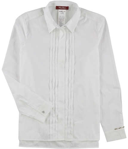 MaxMara Womens Danila Pleated Button Up Shirt white 8