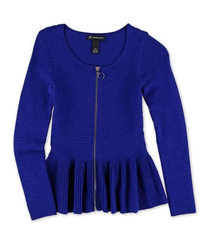I-N-C Womens Peplum Zip Detail Knit Sweater blue XS