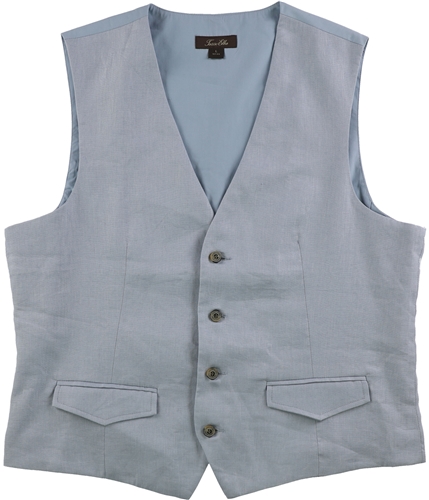 Tasso Elba Mens Linen Four Button Vest dustyblue L