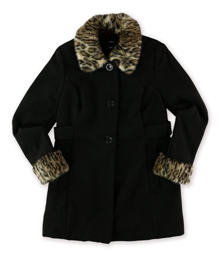 Style&co. Womens Faux Fur Pea Coat ebonyblack S