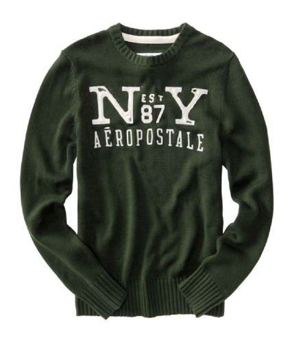 Aeropostale Mens Crew Est 87 Ny Knit Sweater deepgreen M