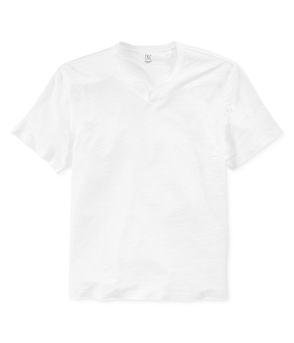 I-N-C Mens Mini Split-Neck Basic T-Shirt whitepure S