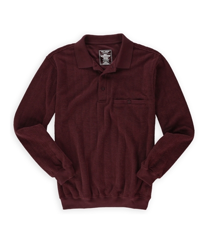 Safe Harbor Mens Grid Boucle' Rugby Polo Shirt burgundy S
