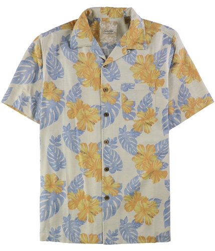 Tasso Elba Mens Tropical Silk Button Up Shirt burstcombo M