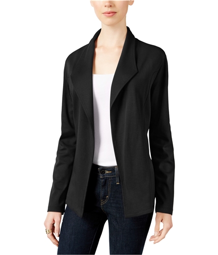 Style & Co. Womens Open-Front Blazer Jacket deepblack L