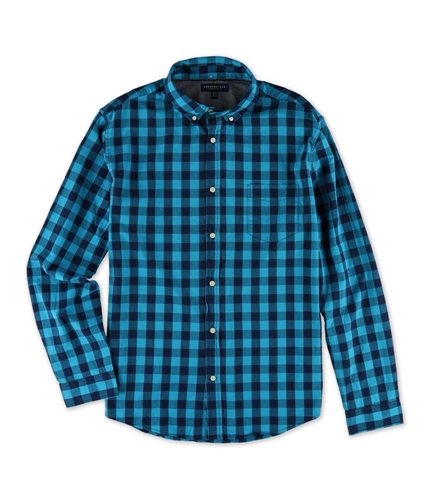 Aeropostale Mens Gingham LS Button Up Shirt 179 S