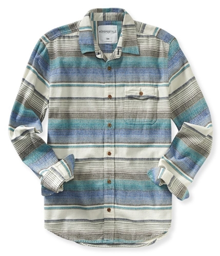 Aeropostale Mens Flannel Striped Button Up Shirt 170 S