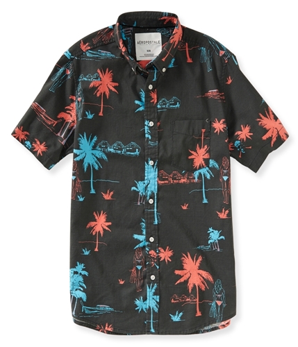 Aeropostale Mens Hawaiian Woven Button Up Shirt 008 S