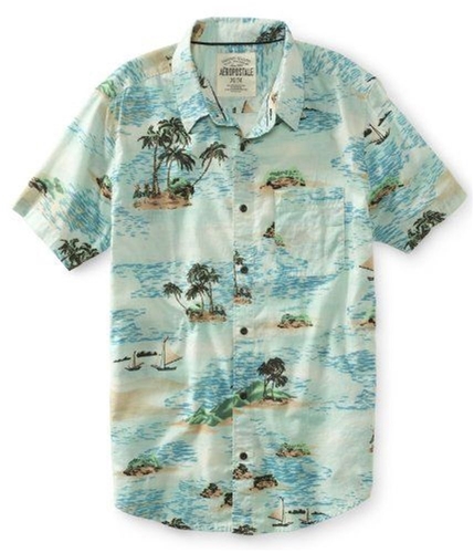 Aeropostale Mens Tropical Button Up Shirt 439 M
