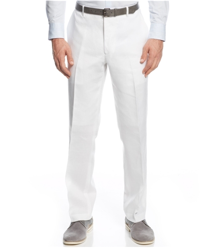 I-N-C Mens Smith Linen Casual Trouser Pants white 38x32