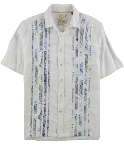 Tasso Elba Mens Glimpse Into The Trops Button Up Shirt whitecombo S