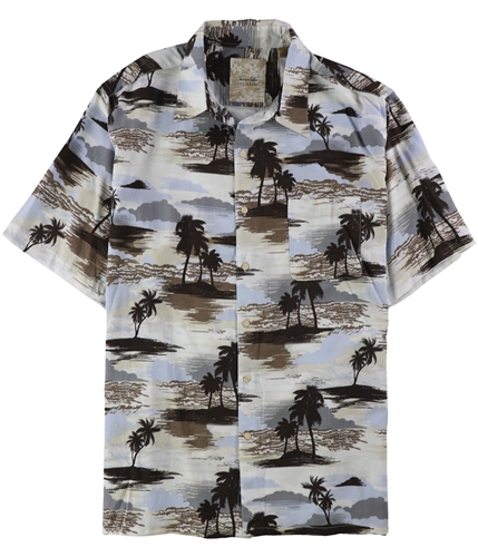 Tasso Elba Mens Tropical-Print Button Up Shirt bluecombo XL