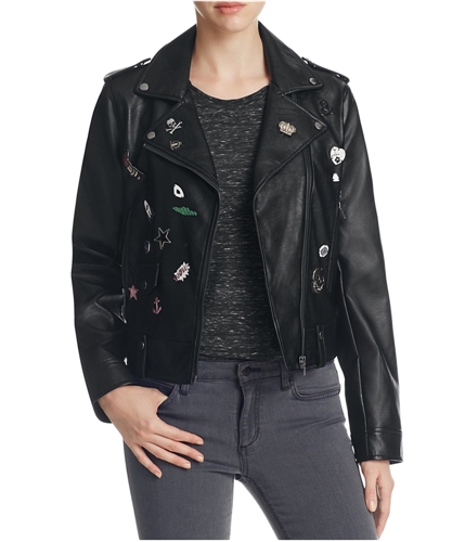 bagatelle Womens Pins & Patch Motorcycle Jacket black M