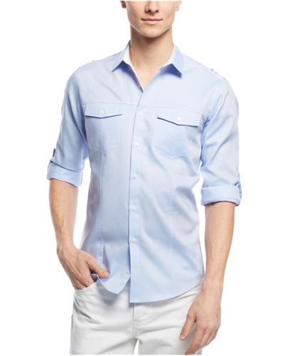 I-N-C Mens Liam Long Sleeve Button Up Shirt lightblue XL