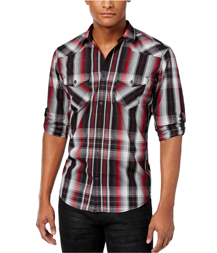I-N-C Mens Plaid Button Up Shirt bannerred XL