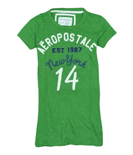 Aeropostale Womens New York 14 Embroidered Graphic T-Shirt leafgreen XS