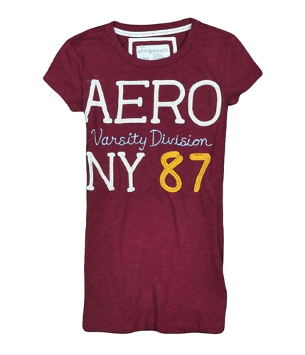 Aeropostale Womens Embroidered Varsity Graphic T-Shirt auburnburgundy XS