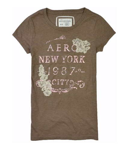 Aeropostale Womens Sequence Floral Graphic T-Shirt brownlight M