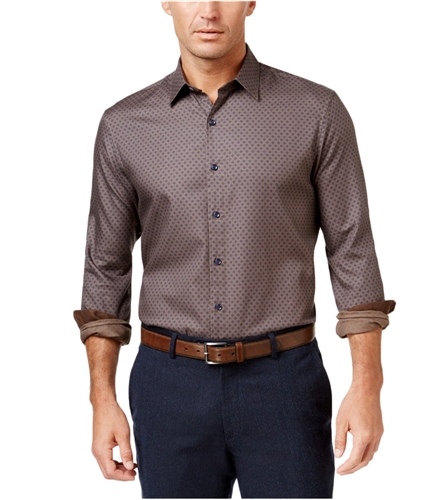 Tasso Elba Mens Long Sleeve Button Up Shirt greycombo M