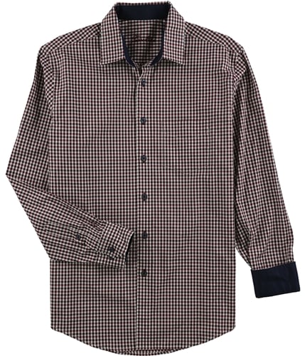 Tasso Elba Mens Checkered Long Sleeve Button Up Shirt redcombo S