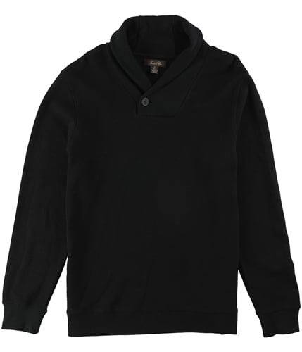 Tasso Elba Mens Textured Shawl-Collar Pullover Sweater deepblack S