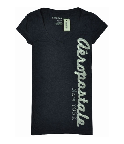 Aeropostale Womens V-neck Sequence Graphic T-Shirt navyblue XS