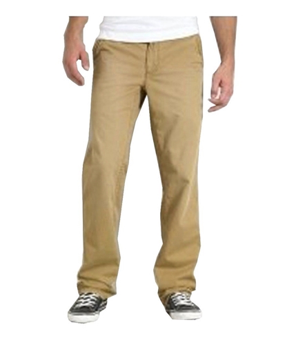 Aeropostale Mens Slim Fit Drawstring Slant Pocket Casual Chino Pants tan 27x28