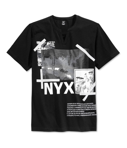I-N-C Mens NYX Split Graphic T-Shirt deepblack S