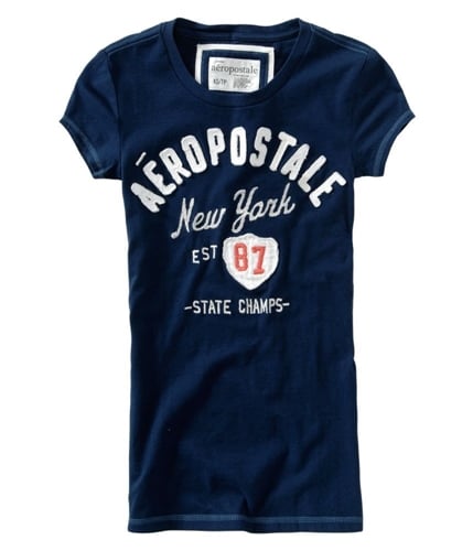 Aeropostale Womens Embroidered New York Graphic T-Shirt navynightblue XS