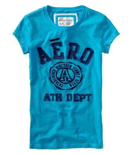 Aeropostale Womens Embroidered Ath Dept Graphic T-Shirt curacaoaqua XS