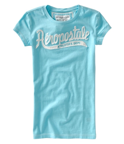 Aeropostale Womens Embroidered Crew Graphic T-Shirt waterdaqua XS