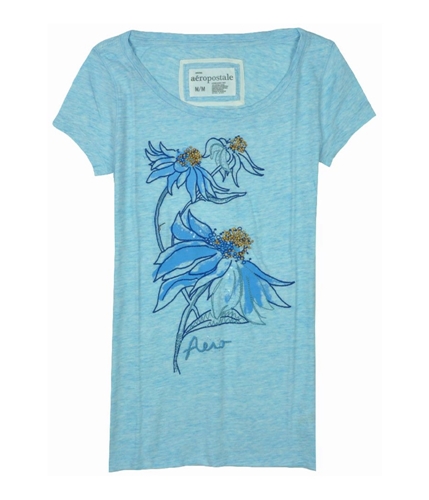 Aeropostale Womens Embroidered Beaded Graphic T-Shirt waterdaqua S