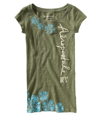 Aeropostale Womens Floral Print Graphic T-Shirt herbgreen XS