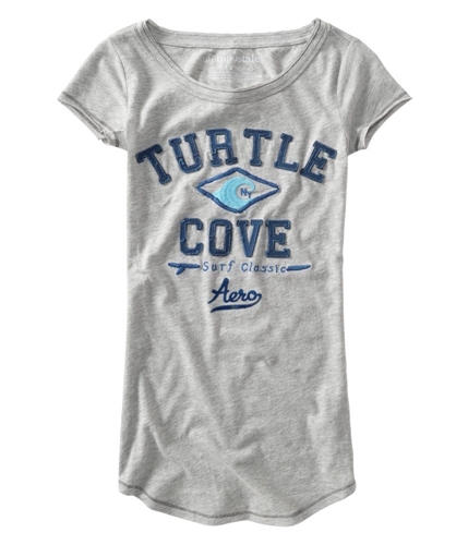 Aeropostale Womens Turtle Cove Embroidered Graphic T-Shirt lththrgray XS