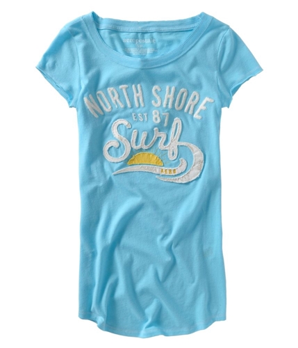 Aeropostale Womens North Shore Surf Graphic T-Shirt brightblue L