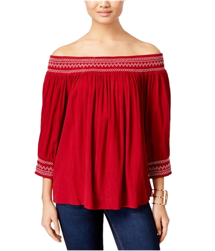 I-N-C Womens Off The Shoulder Pullover Blouse glazedberry XL