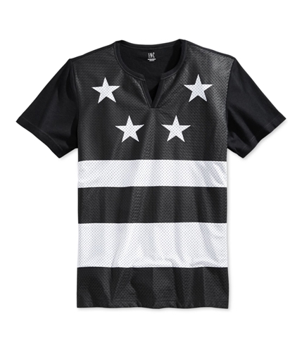 I-N-C Mens Adams Mesh Flag Graphic T-Shirt deepblack M