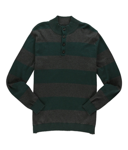 Club Room Mens Striped Henley Sweater forestgreen XL