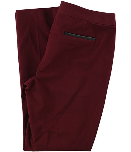 Alfani Womens Faux-Leather-Trim Casual Trouser Pants malbec 4x29