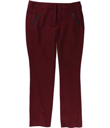 Alfani Womens Faux-Leather-Trim Casual Trouser Pants malbec 4x29