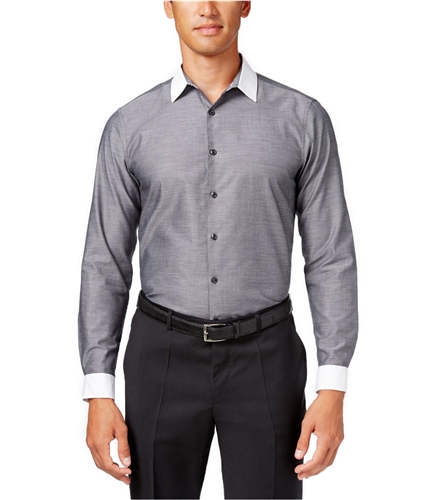 I-N-C Mens Chambray Button Up Shirt grey XL
