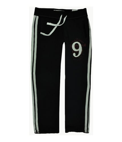 Aeropostale Mens Fleece Lined Open-leg Embroidered Casual Sweatpants black L/32