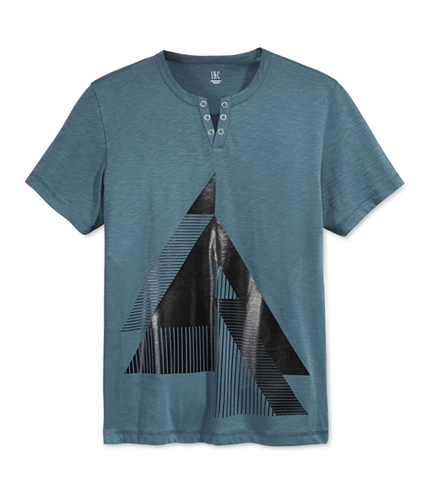 I-N-C Mens Split Neck Graphic T-Shirt darkslate S